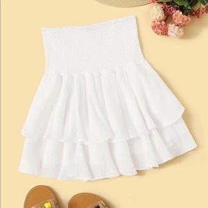 shein smocked white ruffle skirt